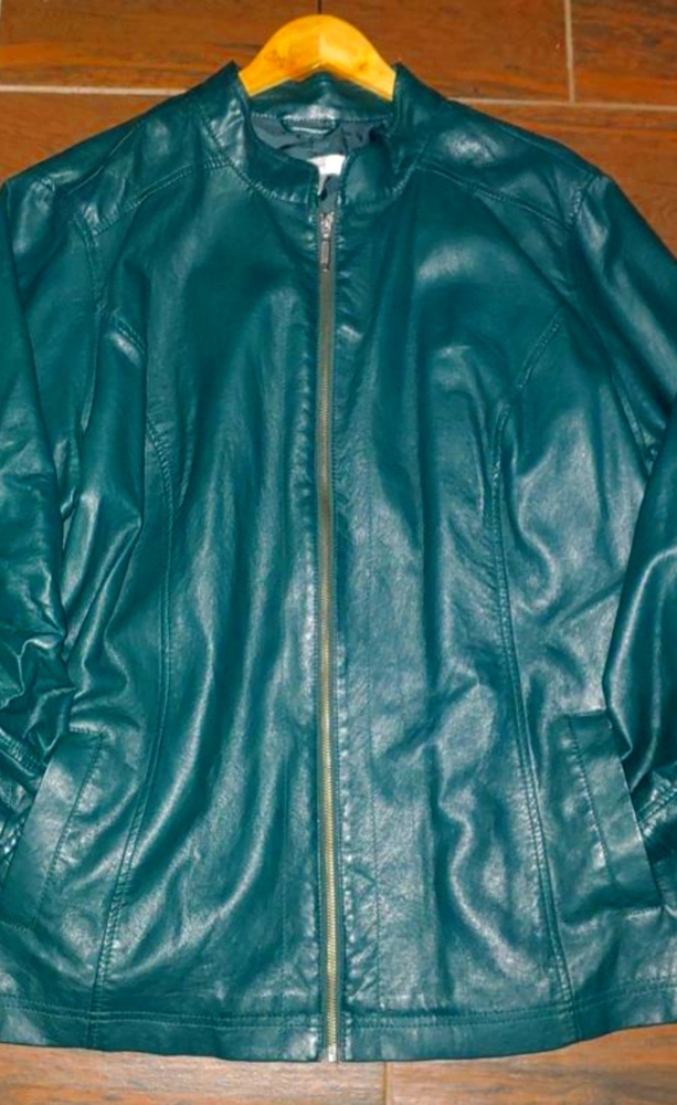 CJ Banks Green Leather Jacket